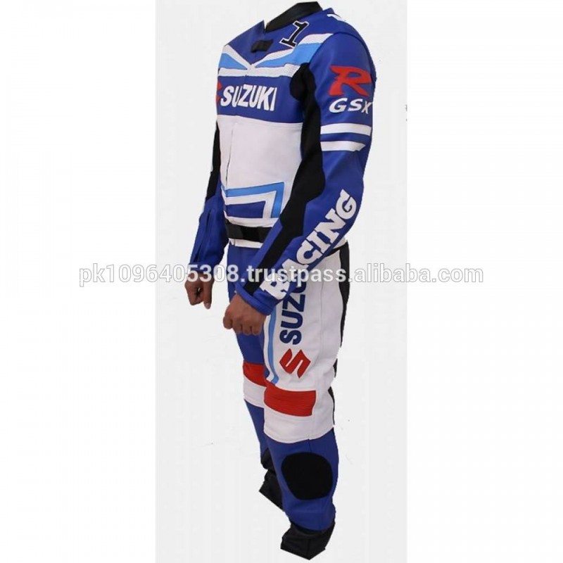 バイクレーシンググローブ革穿孔スーツで牛皮スズキ-バイクウェア問屋・仕入れ・卸・卸売り