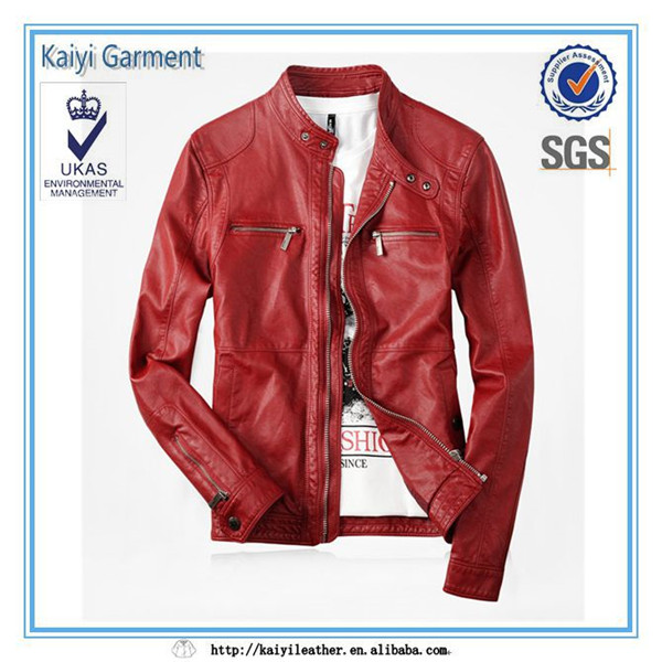 2014工場直接防風男性赤いタイトなレザージャケット-バイクウェア問屋・仕入れ・卸・卸売り