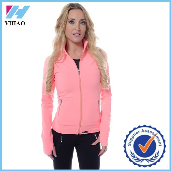 yihao保証貿易女性はジャケットを暖める卸売カスタムスポーツを新しいデザインヨガフィットネスジャケット2016女性最新のジャケット-フィットネス、ヨガウェア問屋・仕入れ・卸・卸売り