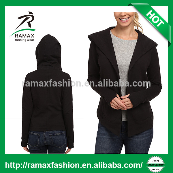 Ramaxカスタム女性黒ファッションカーディガンスタイルヨガジムパーカージャケット-フィットネス、ヨガウェア問屋・仕入れ・卸・卸売り
