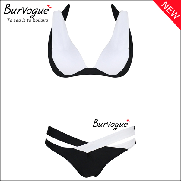 Burvogue白女性の包帯クリスクロス水着安いプッシュアップビキニ卸売-水着類問屋・仕入れ・卸・卸売り