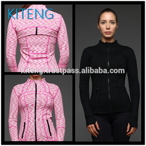 Kiteng 2016新しいデザイン女性のヨガコートフィットネスランニングスポーツフード付きジャケット付きフルジッパーオフィスでusasmall最小-フィットネス、ヨガウェア問屋・仕入れ・卸・卸売り