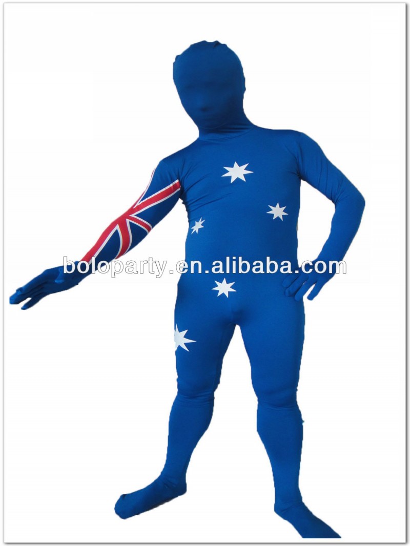 第二の皮膚が付いているスーツ男女兼用オーストラリアフラグ-全身タイツ、ジャンプスーツ問屋・仕入れ・卸・卸売り