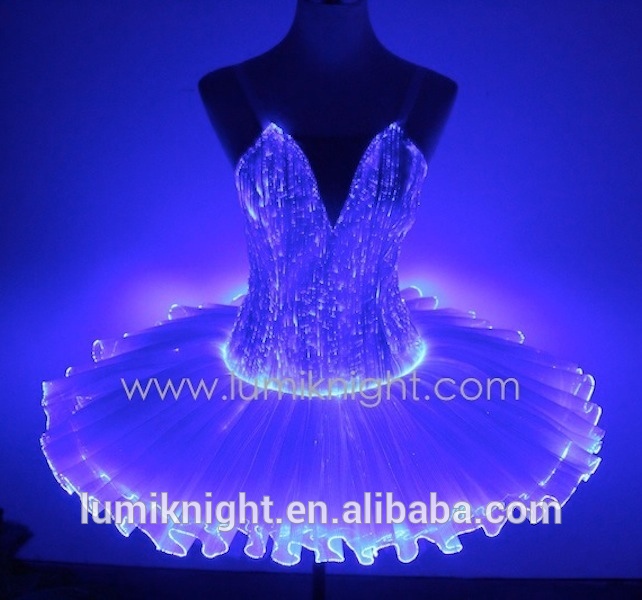 光ファイバ発光セクシーなチュチュ、 バレリーナバレエのドレスのための発光性能とステージショーステージ上で-作業着問屋・仕入れ・卸・卸売り