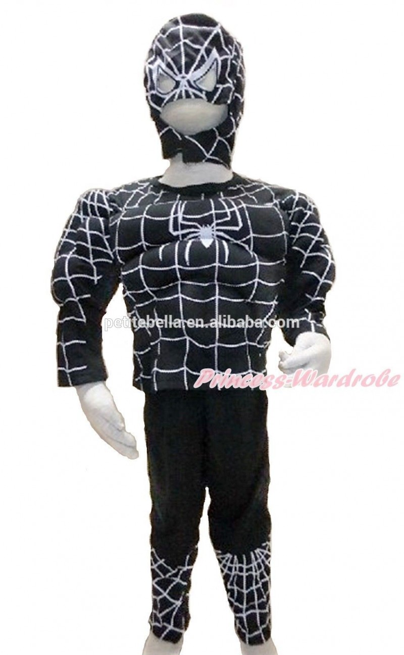 ハロウィーンパーティーブラックスパイダーマン子供子供のキャラクターの衣装コスプレ服2-7ymac120筋肉-テレビ、映画コスチューム問屋・仕入れ・卸・卸売り