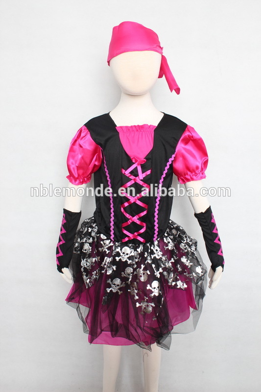 ホット販売ファンシードレスハロウィンスカル印刷衣装のための子供-テレビ、映画コスチューム問屋・仕入れ・卸・卸売り