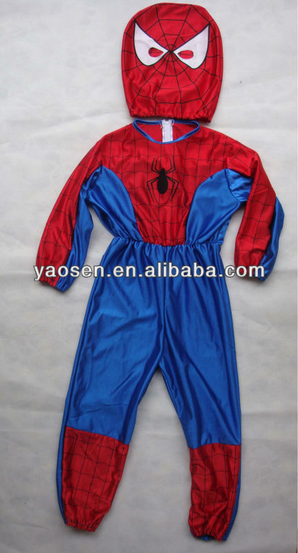 100%ポリエステルスパイダーマンジャンプスーツ衣装付きフード用キッズでクモロゴ-テレビ、映画コスチューム問屋・仕入れ・卸・卸売り
