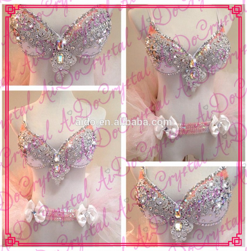 中国のサプライヤーaidocrystal熱い販売の王女白のパーティの装いラインストーン付きブラジャー-セクシーコスチューム問屋・仕入れ・卸・卸売り