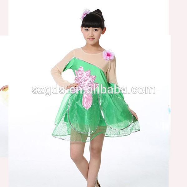 子供の衣装の女の子の服の民族舞踊パフォーマンスの衣類の蓮の葉プリンセススカート-作業着問屋・仕入れ・卸・卸売り