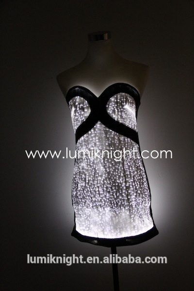 明るいイブニングドレスセクシーな光ファイバ照らされた夜のパーティーのための衣類-作業着問屋・仕入れ・卸・卸売り