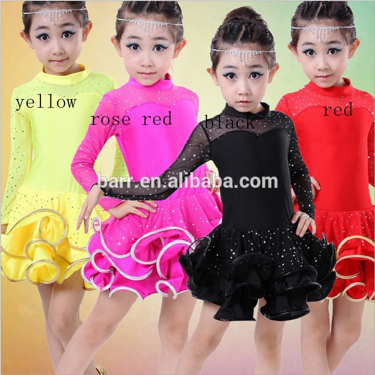 純粋な色のレースの子供ladinきらびやかなダンスのドレスの女の子-作業着問屋・仕入れ・卸・卸売り