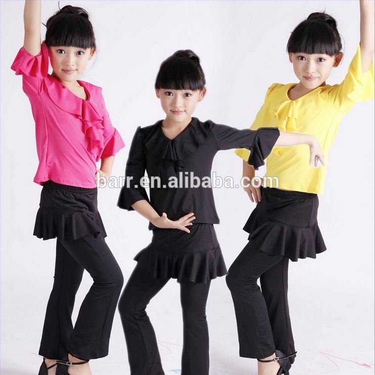 5 サイズ子供ダンス ドレス セット バレエ長袖tシャツ + パンツ-作業着問屋・仕入れ・卸・卸売り