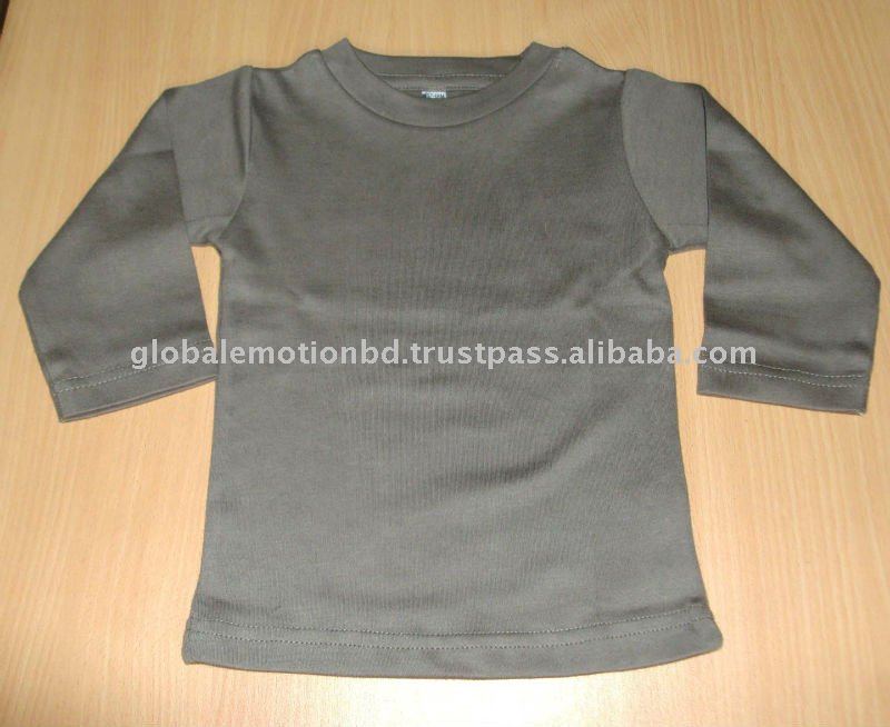 綿の長い袖の赤ん坊ogranicクルーネックt- シャツ-ベビーTシャツ問屋・仕入れ・卸・卸売り