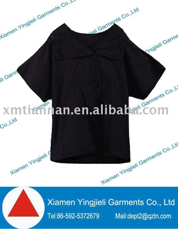 空白の黒いシャツレディース-婦人用トップス、ブラウス問屋・仕入れ・卸・卸売り