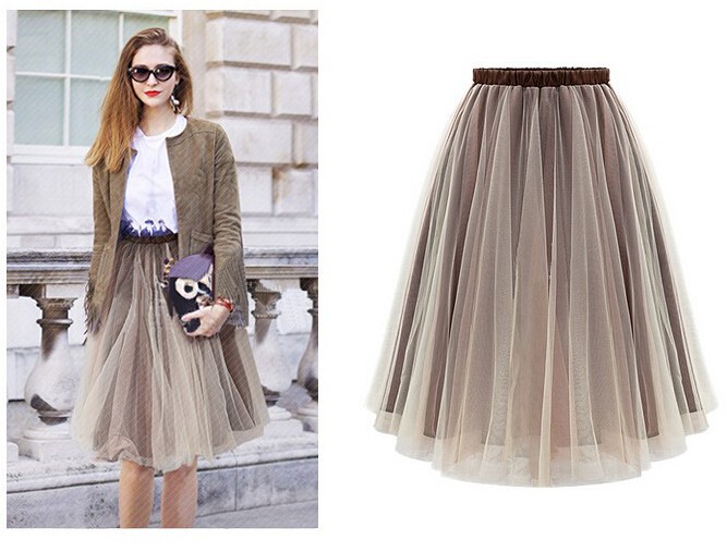 2015夏新デザインレディースハイウエストのオーガンザのロングスカート-プラスサイズドレス、スカート問屋・仕入れ・卸・卸売り