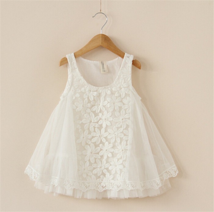 新しいカスタム設計2015夏ファッショナブルな綿の幼児は、 ニットを着用する生地白カジュアル女の赤ちゃんのドレス-ジュニア服（女）ドレス問屋・仕入れ・卸・卸売り