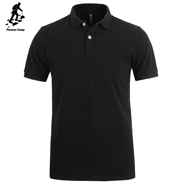 高品質安い平野ブランク黒半袖ポロシャツでボタン-Tシャツ問屋・仕入れ・卸・卸売り