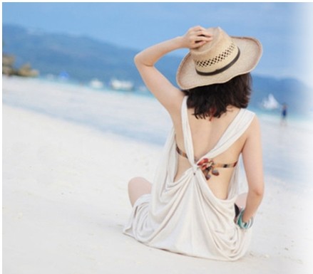 ヨーロッパ2014年白の綿のビーチドレス、 性別ベルトドレス、 bikniブラウス-カジュアルドレス問屋・仕入れ・卸・卸売り