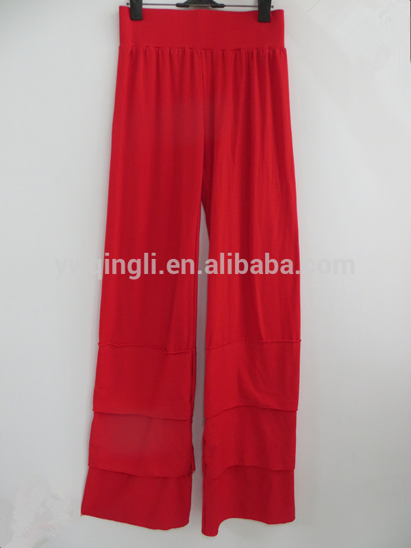 新しいスタイルのブティック卸売若い女性赤パンツsoildトリプルフリルの超高品質の綿のパンツ-ズボン問屋・仕入れ・卸・卸売り