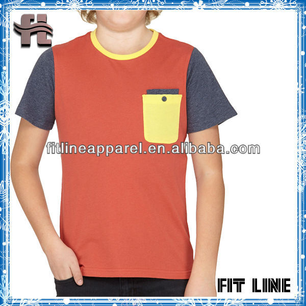 ファッション子供2014年t- シャツ/チェストポケット子供のコットンt- シャツ-Tシャツ問屋・仕入れ・卸・卸売り