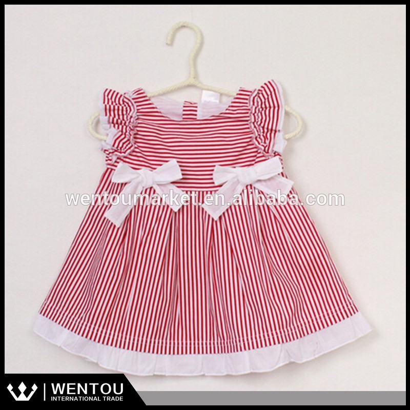 新しい到着の縞模様のプリント2015夏の女の子のドレス-ジュニア服（女）ドレス問屋・仕入れ・卸・卸売り