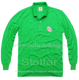 100% ORGANIC COTTON LONG SLEEVE POLO T-SHIRT-Tシャツ問屋・仕入れ・卸・卸売り