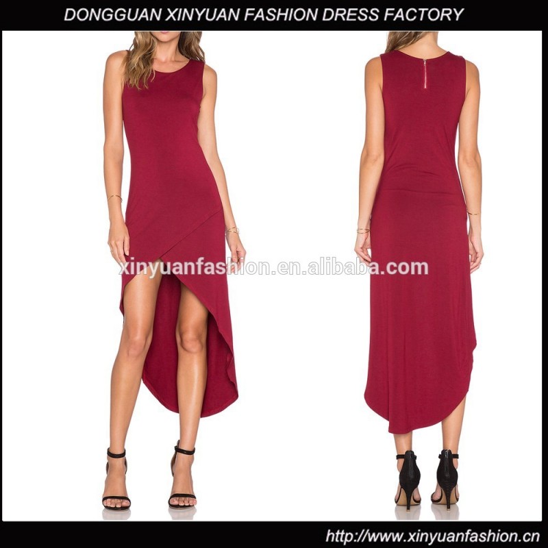 100％モーダルシンプルな赤い2015新しい到着の夏の女性のドレス-カジュアルドレス問屋・仕入れ・卸・卸売り