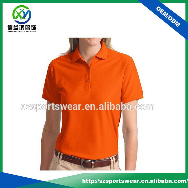 100%有機綿オレンジニット襟レディースゴルフtシャツ-Tシャツ問屋・仕入れ・卸・卸売り