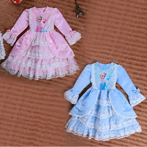 最新のデザインプリンセスドレス冷凍冷凍長い袖のドレス、 パフスリーブ-ジュニア服（女）ドレス問屋・仕入れ・卸・卸売り