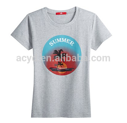 印刷されたパターンで涼しい夏アパレルのその景色のレディースtシャツのためのビーチ-Tシャツ問屋・仕入れ・卸・卸売り