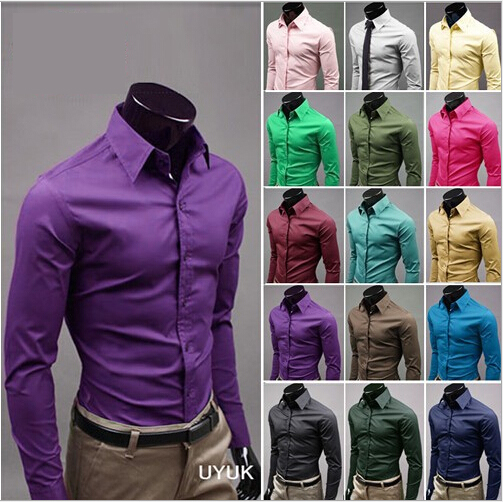 17色ドレスシャツのための男性でロングスリーブ-プラスサイズシャツ、ブラウス問屋・仕入れ・卸・卸売り