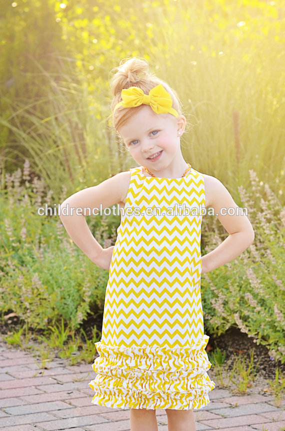 人気の子供服工場卸売フリル花の女の子のドレス新しいファッション黄色のドレス-プラスサイズドレス、スカート問屋・仕入れ・卸・卸売り
