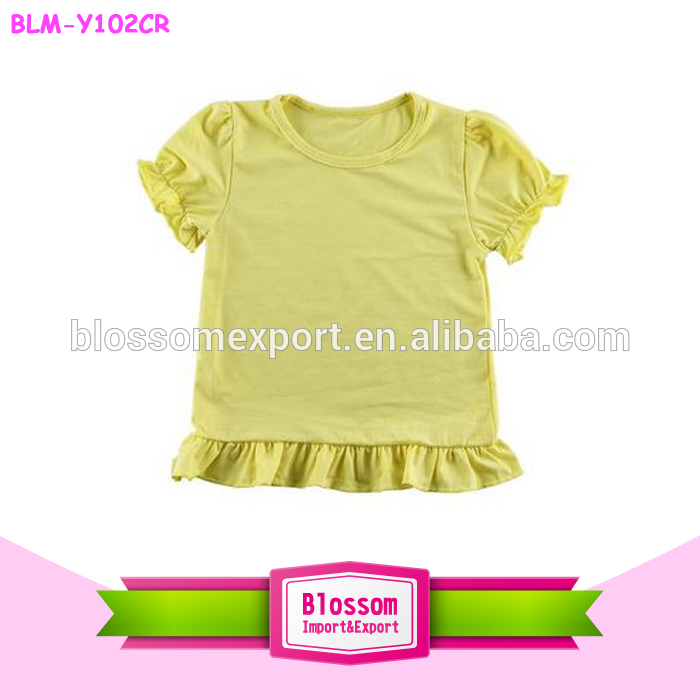 2015夏黄色パフ スリーブ ベビー女の子の綿フリル ショート スリーブ トップ tシャツ-プラスサイズTシャツ問屋・仕入れ・卸・卸売り
