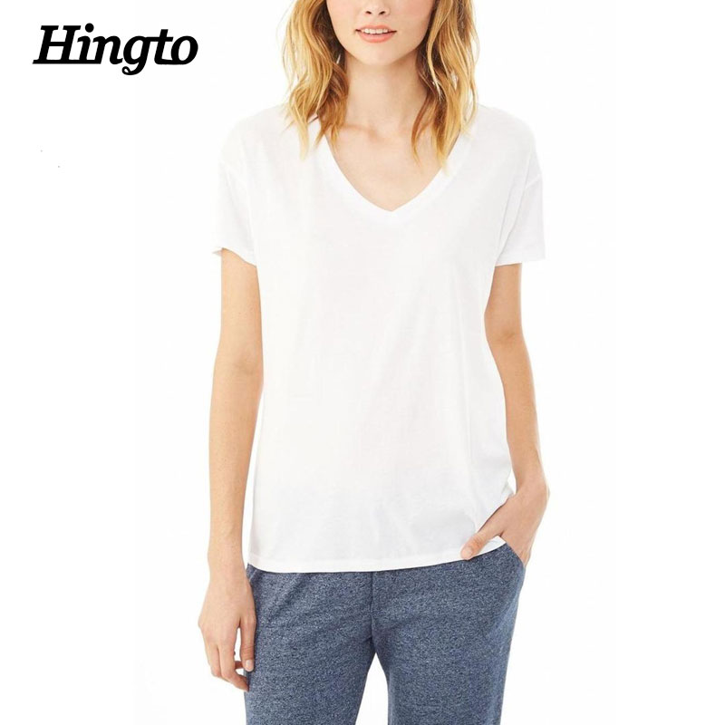 女性パーフェクトvネックtシャツ無地白カラー卸売-Tシャツ問屋・仕入れ・卸・卸売り