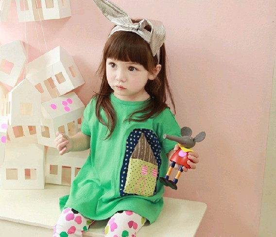 ヨーロッパの最新のファッションデザインの女の子d80261ht- シャツ-キッズ服　Tシャツ問屋・仕入れ・卸・卸売り