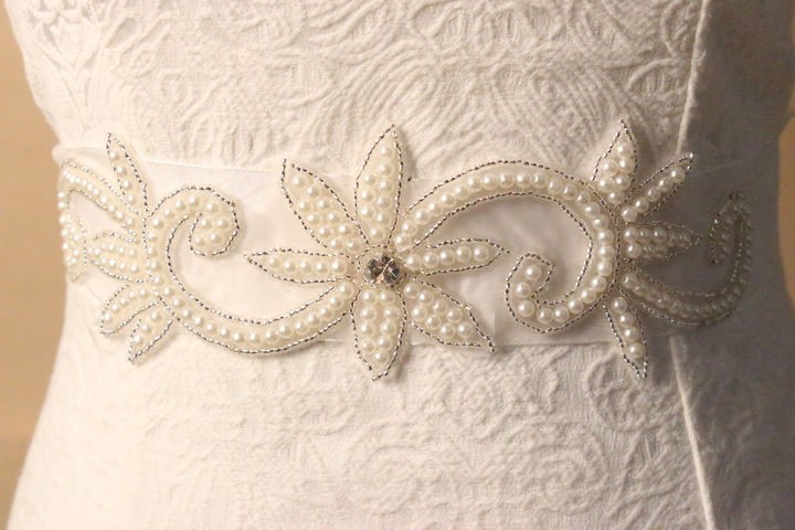 新しいデザインのハンドメイドサッシ2015真珠の花嫁になるサッシ優雅な女性のための-その他ウエディングアパレル問屋・仕入れ・卸・卸売り