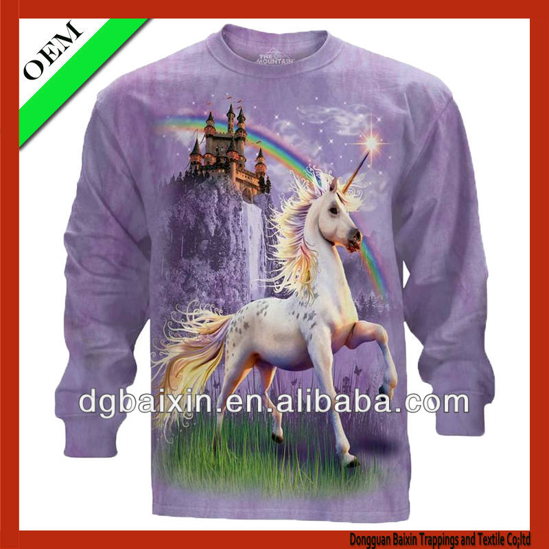 メンズ長袖t- シャツと白い馬の印刷された、 中国のサプライヤーからご提供いただいた-Tシャツ問屋・仕入れ・卸・卸売り