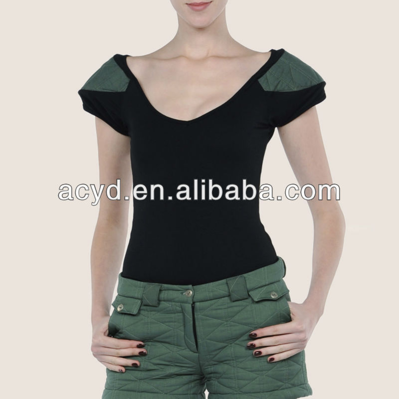 女性黒空白のtシャツプレーンスリムカスタムt- シャツ-Tシャツ問屋・仕入れ・卸・卸売り