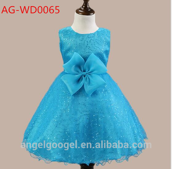 ウェディングパーティーブルービッグ女の子ドレスソフトニューキッズ綿frocksデザインAG-WD0065-問屋・仕入れ・卸・卸売り