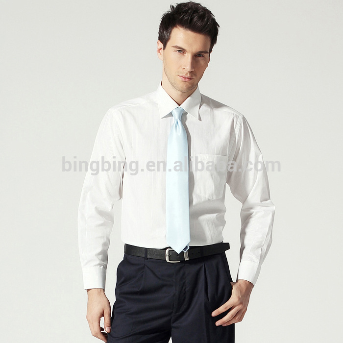 クラシックなデザインメンズドレスシャツ( 白/ピンク)-紳士用シャツ問屋・仕入れ・卸・卸売り