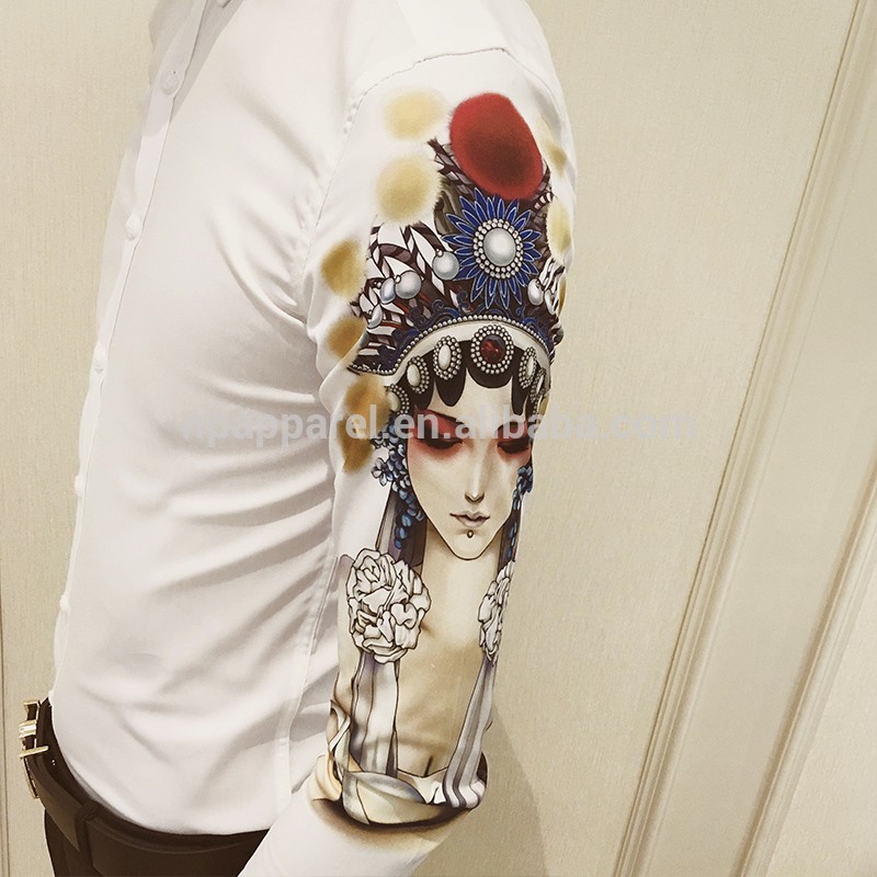 工場最新デザインスリムフィット京劇プリントドレスシャツのための男性-プラスサイズシャツ、ブラウス問屋・仕入れ・卸・卸売り