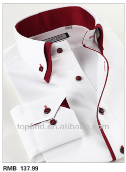2015ヨーロッパ・アメリカンスタイルスリムフィット公式/dressロングスリーブメンズ/で少年のシャツ二重襟・カフ-プラスサイズシャツ、ブラウス問屋・仕入れ・卸・卸売り
