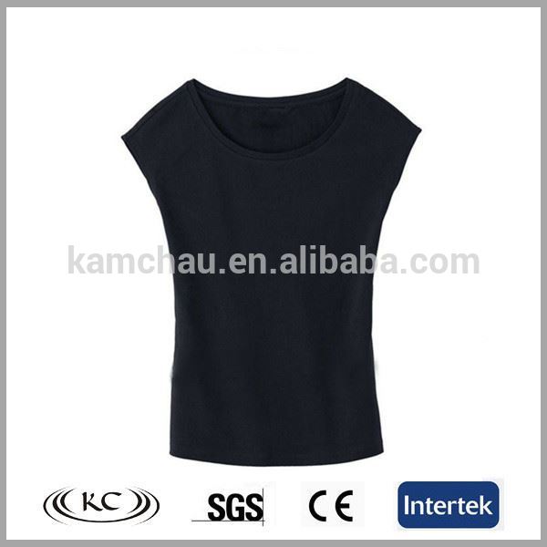 低価格ベストセラー100綿黒ファッションの女の子セクシーな半袖コットンtシャツ-Tシャツ問屋・仕入れ・卸・卸売り