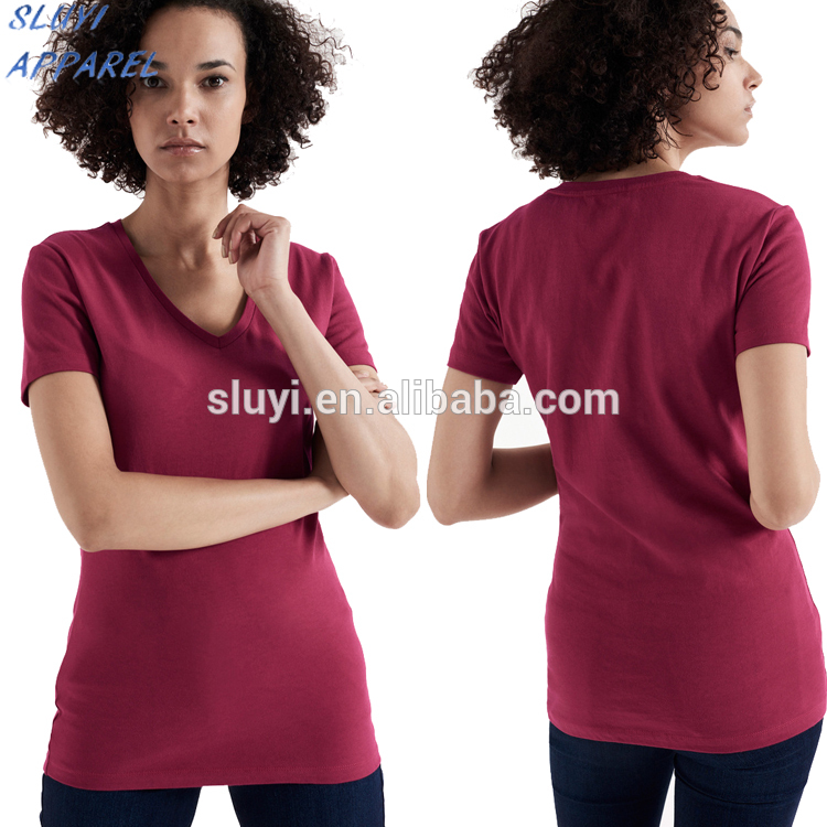 女性のタイトoネックブランクtシャツレッド平野綿純粋なカラーtシャツ、oem高品質デザインブランクtシャツ中国卸売-Tシャツ問屋・仕入れ・卸・卸売り