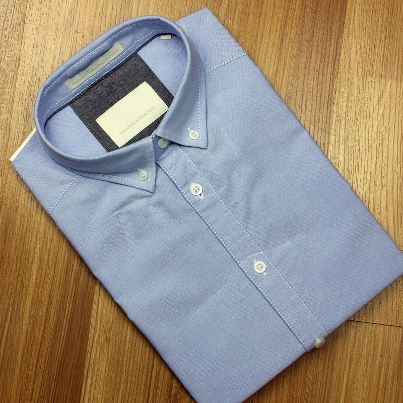 工場卸売最新ブルー100%コットンオックスフォードシャツ-プラスサイズシャツ、ブラウス問屋・仕入れ・卸・卸売り