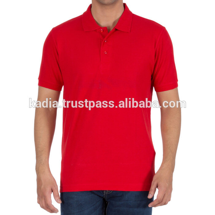 ポロネック赤いtシャツ-Tシャツ問屋・仕入れ・卸・卸売り