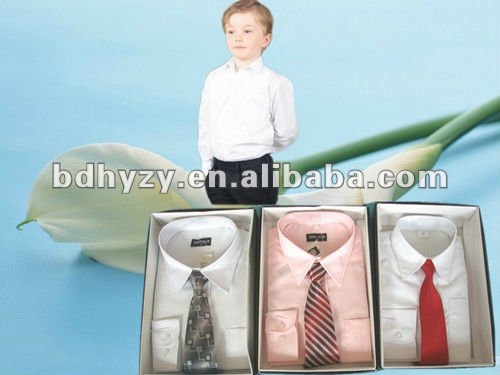 少年ソリッドカラーのドレスシャツネクタイ付き-プラスサイズシャツ、ブラウス問屋・仕入れ・卸・卸売り