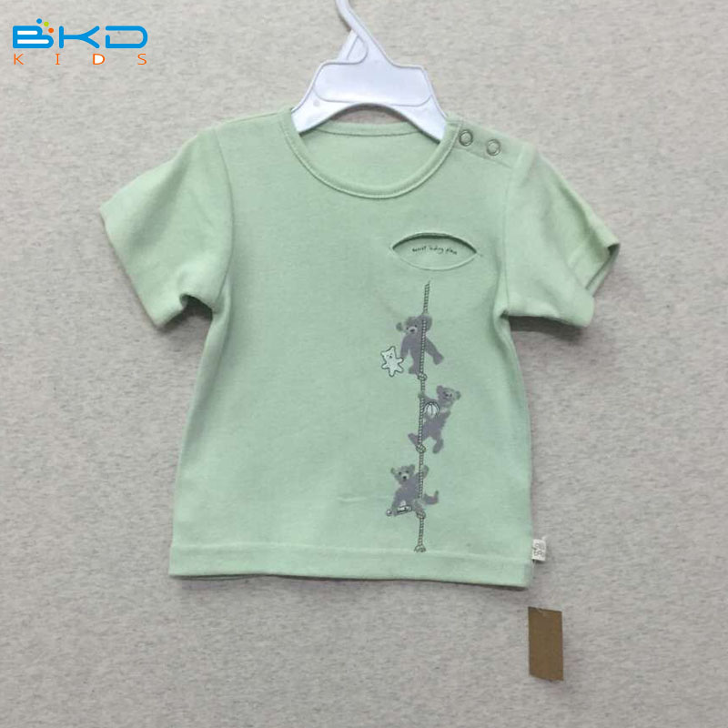 Bkdグリーン幼児tシャツでスナップ-ベビーTシャツ問屋・仕入れ・卸・卸売り