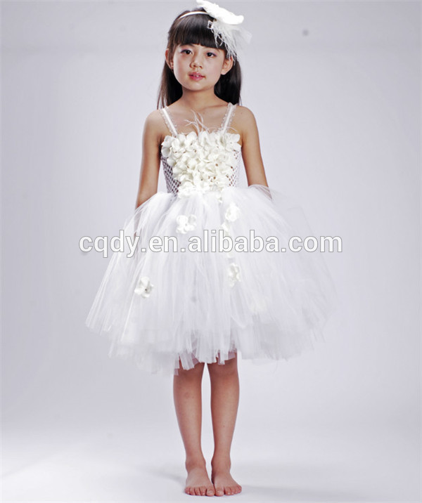 2014 hot sale white princess flower girl wedding dresses of 5 years old white flower-girl-net-dresses for wedding-ブライドメイドドレス問屋・仕入れ・卸・卸売り