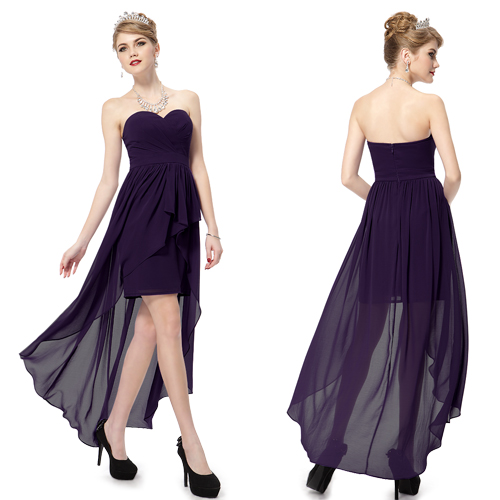 セクシーなストラップレスの優雅なhe08073pp紫夏の茶長さのイブニングドレスプロム-プラスサイズドレス、スカート問屋・仕入れ・卸・卸売り